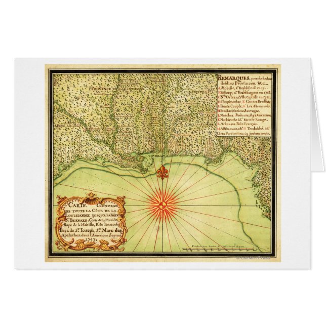 Cartão Costa do Golfo dos Estados Unidos Mapa Panorâmico (Frente Horizontal)