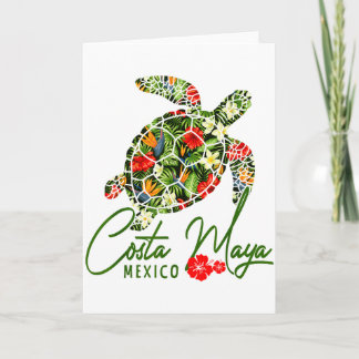 Cartão Costa Maya México Tartaruga Marinha Hibisco Tropic