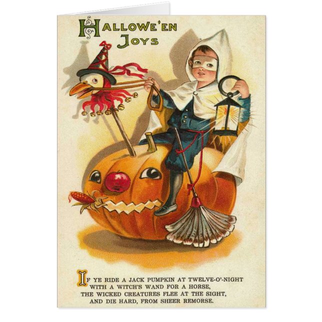 Cartão Costume Boy Jack O' Lanterna Pumpkin Apple (Frente)