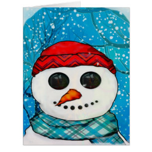 Cartão COSTUME da FOTO de FAMÍLIA do boneco de neve do