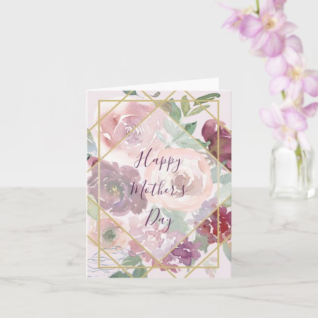 Cartão Costume geométrico cor-de-rosa e dourado (Orquídea)