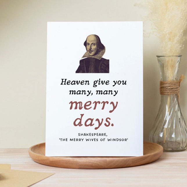 Cartão Cota de Teatro de Reforma Feliz de Shakespeare (Our Shakespeare card is great for birthdays, anniversaries, retirements, and other happy occasions.)