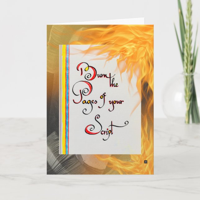 Cartão Cota inspiracional Queimar as páginas do seu scrip (Frente)