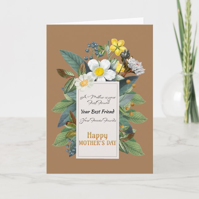 Cartão Cotações do dia de as mães (Frente)