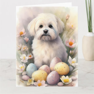 Cartão Coton De Tulear com Ovos da Páscoa Feriado