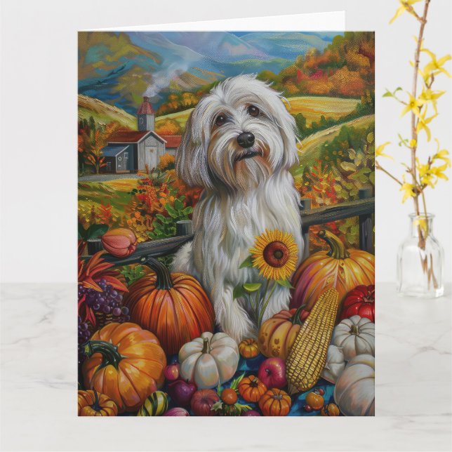 Cartão Coton De Tulear Dog Autumn Harvest Ação de Graças (Flor Amarela)