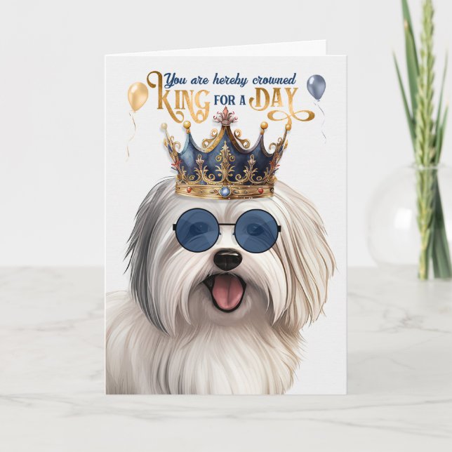 Cartão Coton de Tulear Dog King para um Dia de Aniversári (Frente)