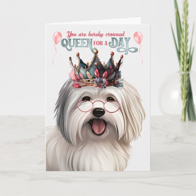 Cartão Coton de Tulear Dog Queen por um Dia de Aniversári (Frente)