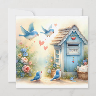 Cartão Cottagecore Cartas de Amor Caixa de Correio do Pás