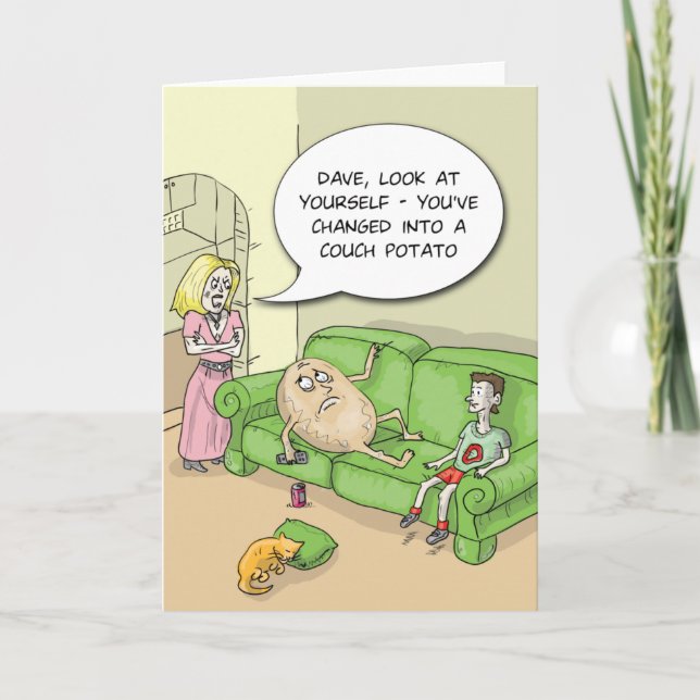 Cartão Couch Potato Funny Greeting Card (Frente)