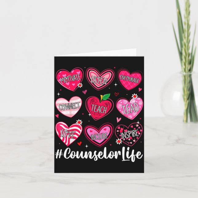 Cartão Counselor Life School Counseling Hearts School Val (Frente)