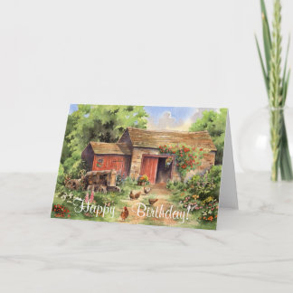 Cartão "Country Barn" Rustic Barnyard Birthday Card