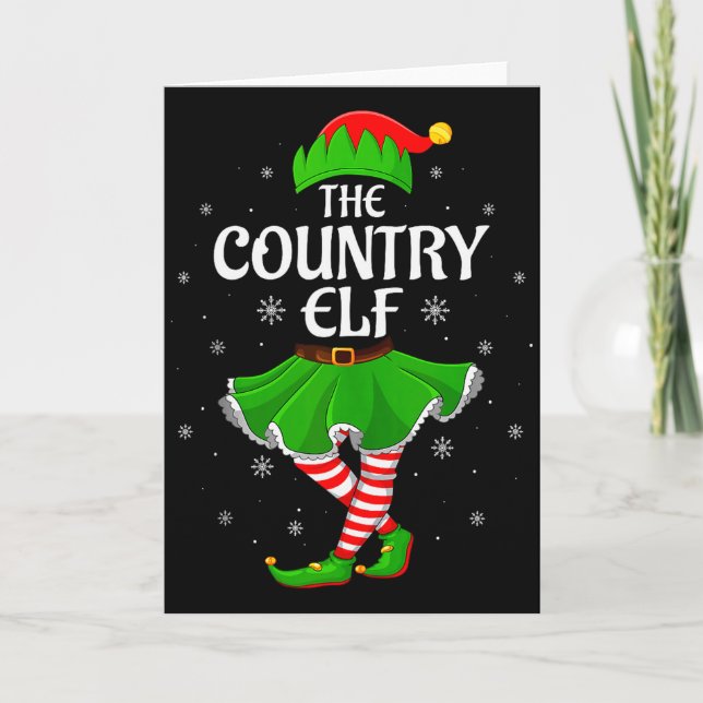 Cartão Country Elf Christmas Family Girls Women Elf Squad (Frente)