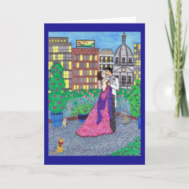 Cartão Couple Kissing, New York, Cat Greeting Card