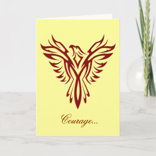 Cartão Courage - Crimson Phoenix Rising blank notelet (Frente)