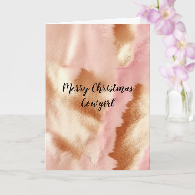 Cartão Couro de Vaca Caubói do Sudoeste Bege Creme Rosa (Orquídea)