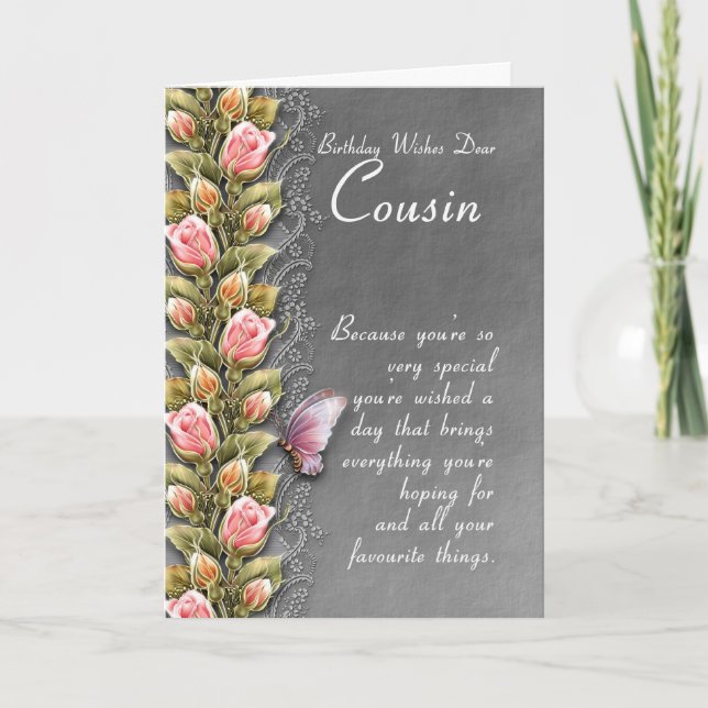 Cartão cousin birthday card - birthday card with roses an (Frente)