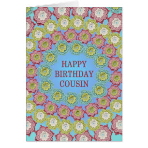 Cartão Cousin Birthday Crochet Flowers