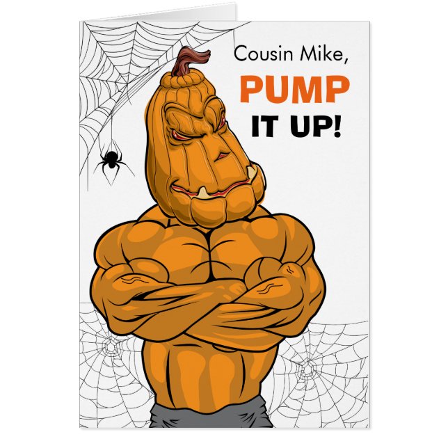 Cartão Cousin Halloween Musclked Jack o'Lantern (Frente)