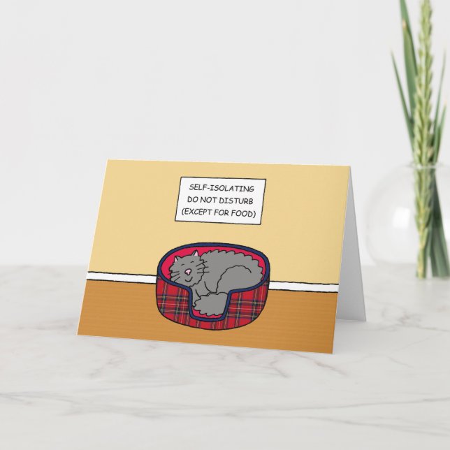 Cartão Covid 19 Cartoon Autoisolado Gato Dormindo (Frente)