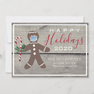 Cartão Covid Gingerbird Man Face Mask Natal 2020