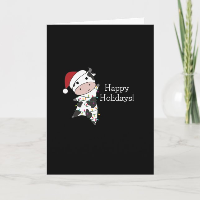 Cartão Cow Cheerful Christmas Winter Animals Cows (Frente)