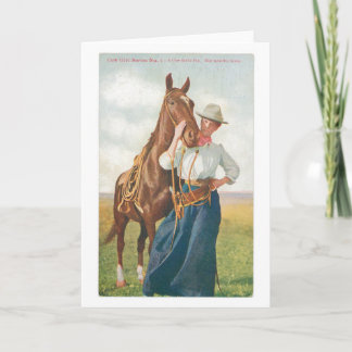 Cartão Cow Girl and Her Horse Greeting Card