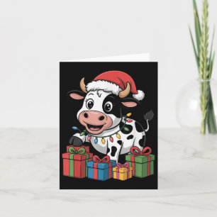 Cartão Cow Santa Hat Animais Engraçados Passam O Natal Fe