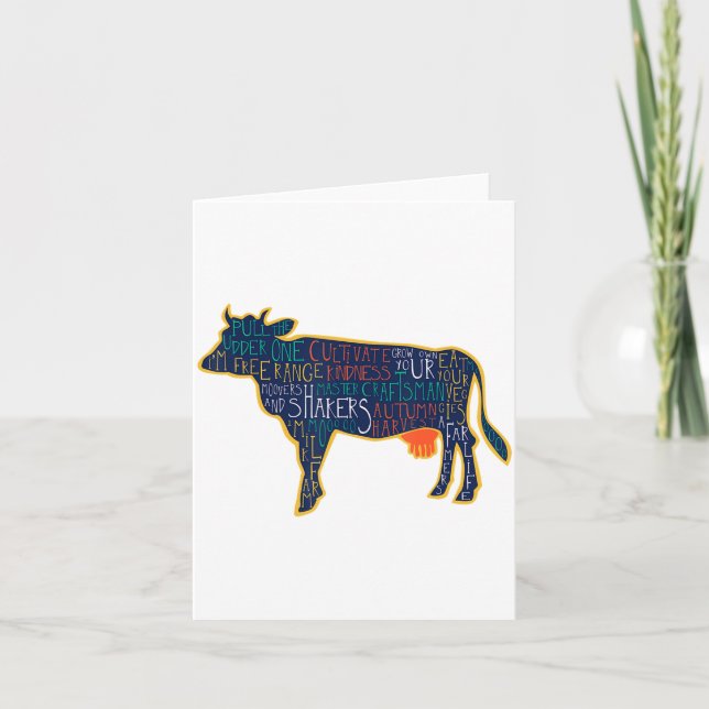 Cartão Cow Silhouette Tygraphy Phrases Heifer Fun Chris  (Frente)
