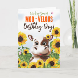 Cartão Cow Sunflower Funny Birthday