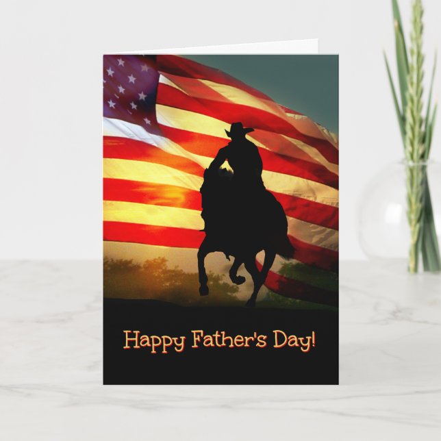Cartão Cowboy and Horse Happy Father's Day Card (Frente)