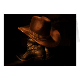 Cartão Cowboy Boots and Hat Bronze Western Card