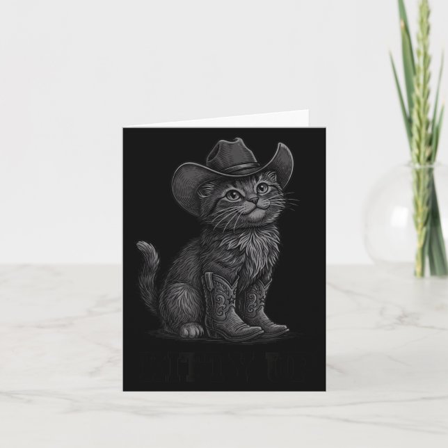 Cartão Cowboy Cat Kitty Up Vintage Western Cat  (Frente)