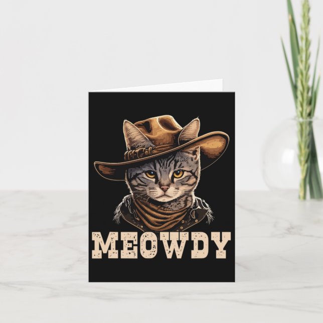 Cartão Cowboy Cat Meowdy (Frente)