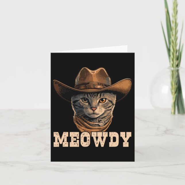 Cartão Cowboy Cat Meowdy 1 (Frente)