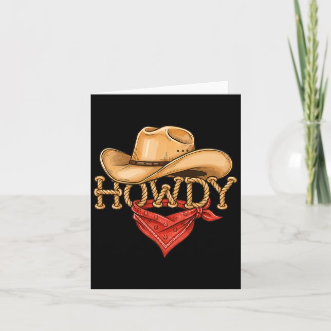 Cartão Cowboy Howdy Rope Hat Bandana Western Rodeo Design (Frente)