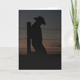 Cartão Cowboy no pôr do sol