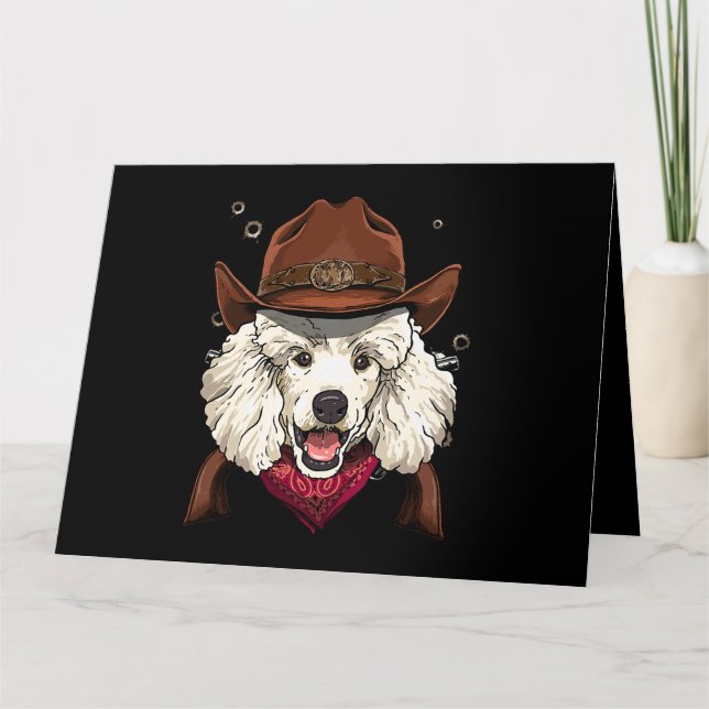 Cartão Cowboy Poodle Western Rodeo Cowboy Hat e Bandana (Frente)