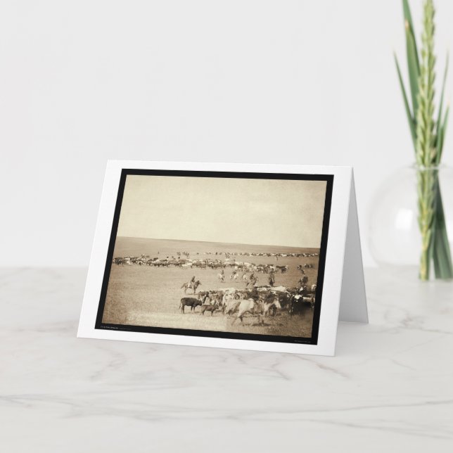 Cartão Cowboy Round-Up at Belle Fouche SD 1887 (Frente)