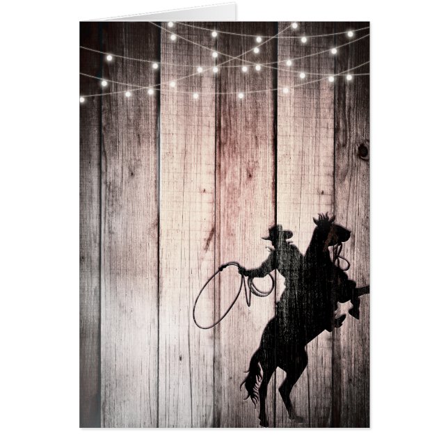 Cartão Cowboy Rustic Wood Barn Country Wild West (Frente)