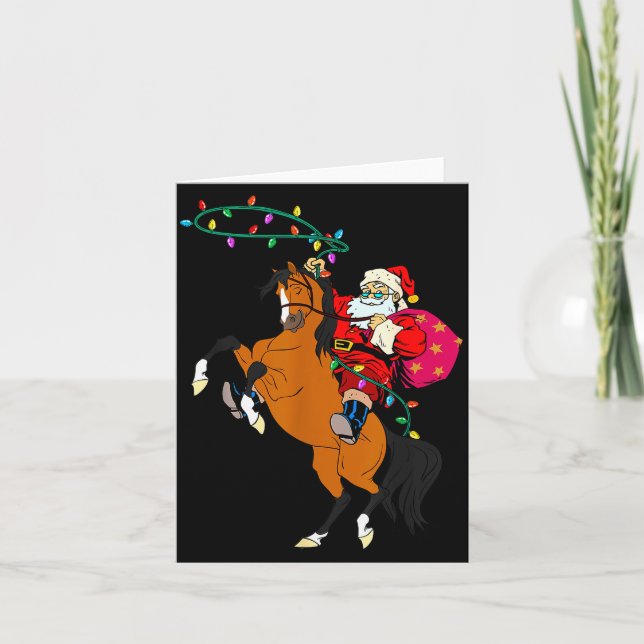 Cartão Cowboy Santa Claus Riding A Horse Christmas Cowboy (Frente)