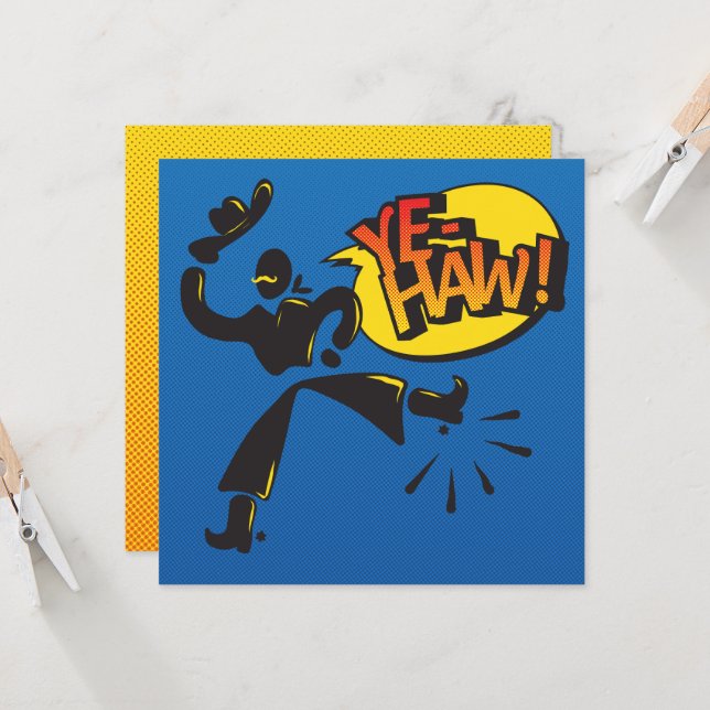 Cartão Cowboy vs ninja pop art - primário (Frente/Verso In Situ)