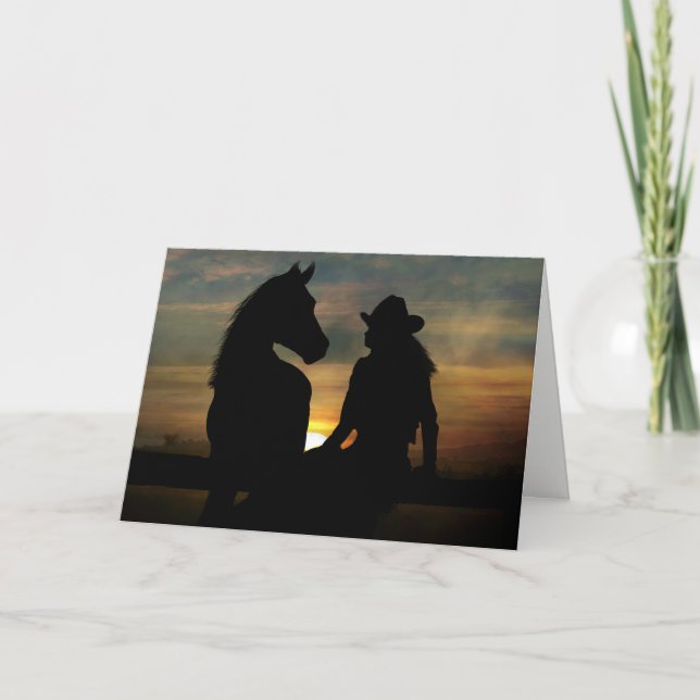 Cartão Cowgirl and Horse Happy Birthday Card (Frente)