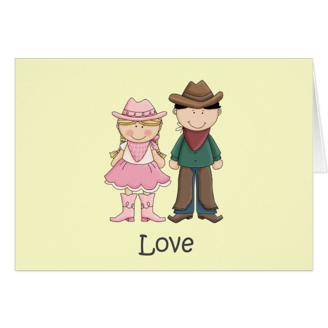 Cartão Cowgirl e Cowboy apaixonados (Frente Horizontal)