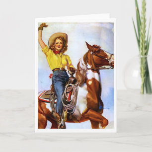 Cartão Cowgirl Rider Pin Up