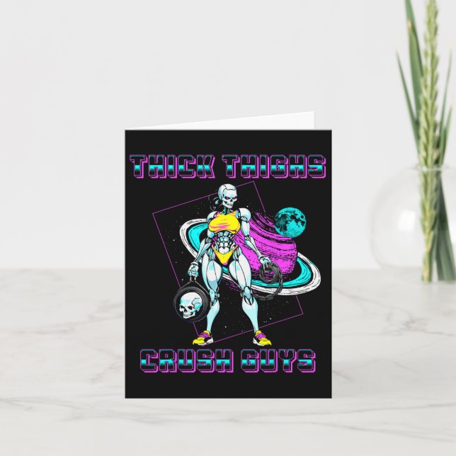 Cartão Coxas grossas Caras Esmagadas Elevação de peso (Frente)