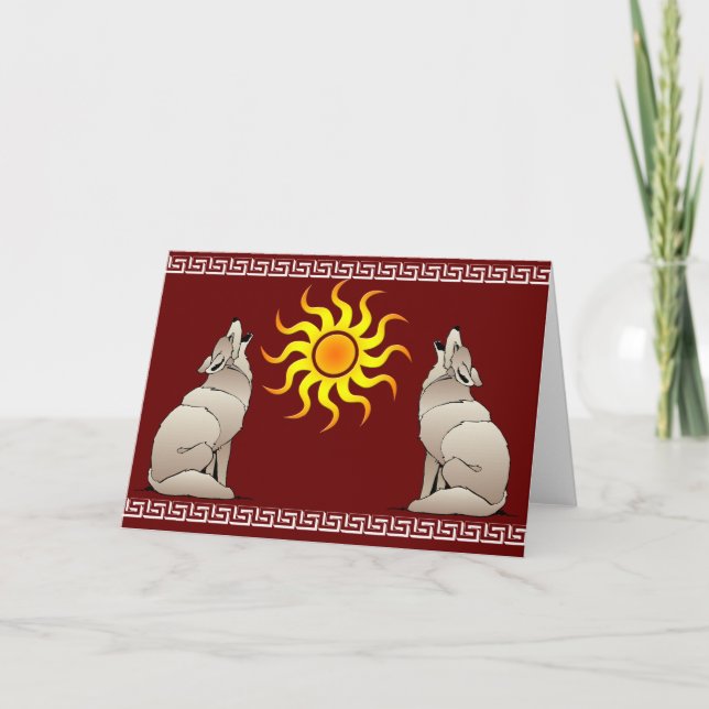 CARTÃO COYOTES HOWLING ABAIXO DE UM SOL SUDESTE (Frente)