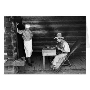 Cartão Cozinha vendo um cowboy jogar cartas
