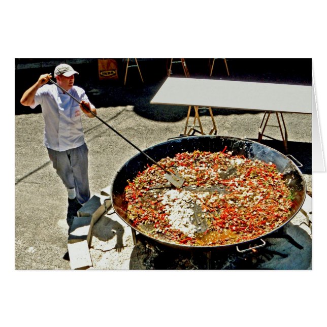 Cartão Cozinhar a gigante paella (Frente Horizontal)
