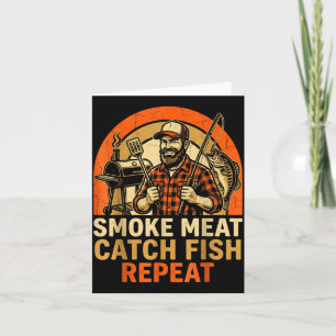 Cartão Cozinhar carne defumada pegar peixe repetir churra